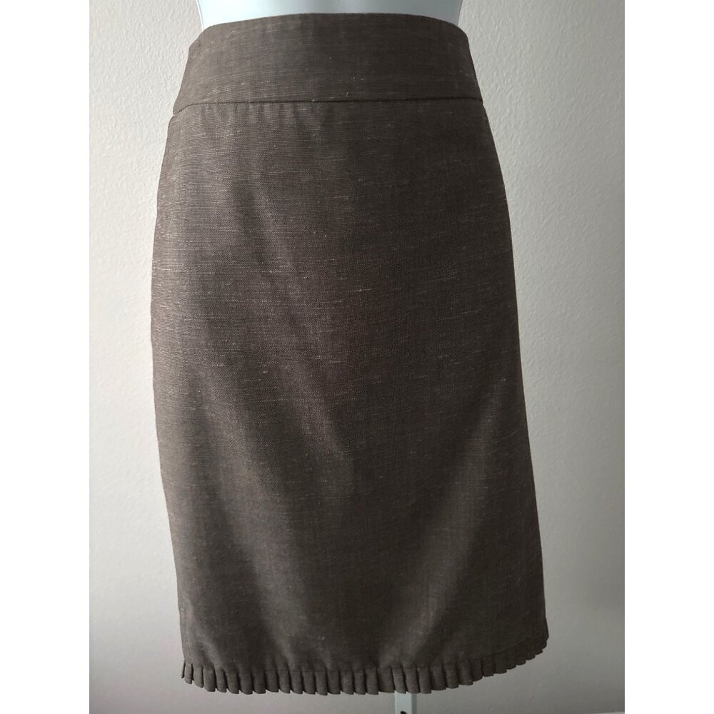 Quiet Luxury Tailored Skirt 8 by Classiques Entier Pleated Hem Rayon-Linen Blend - Picture 11 of 11